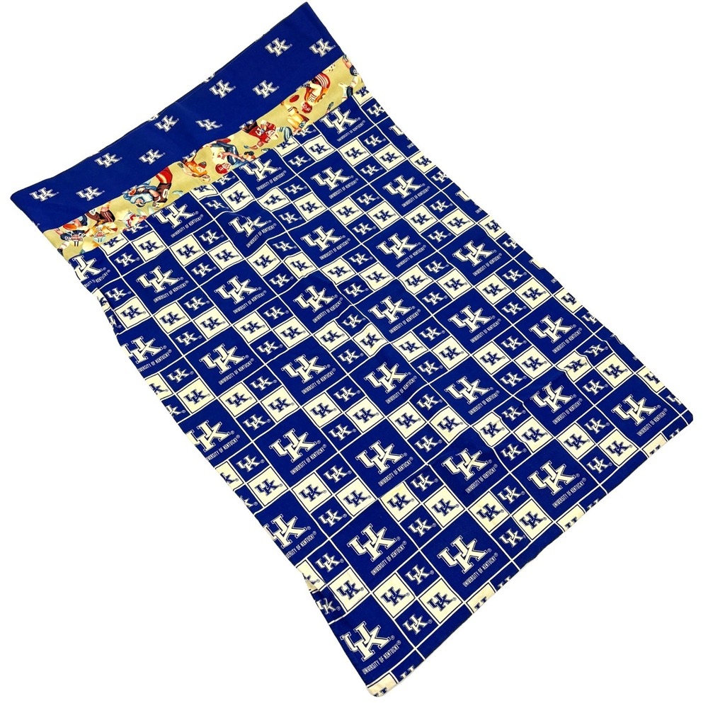 Handmade‎ University of Kentucky UK Bed Pillow Case Blue White Football 30.5x20"